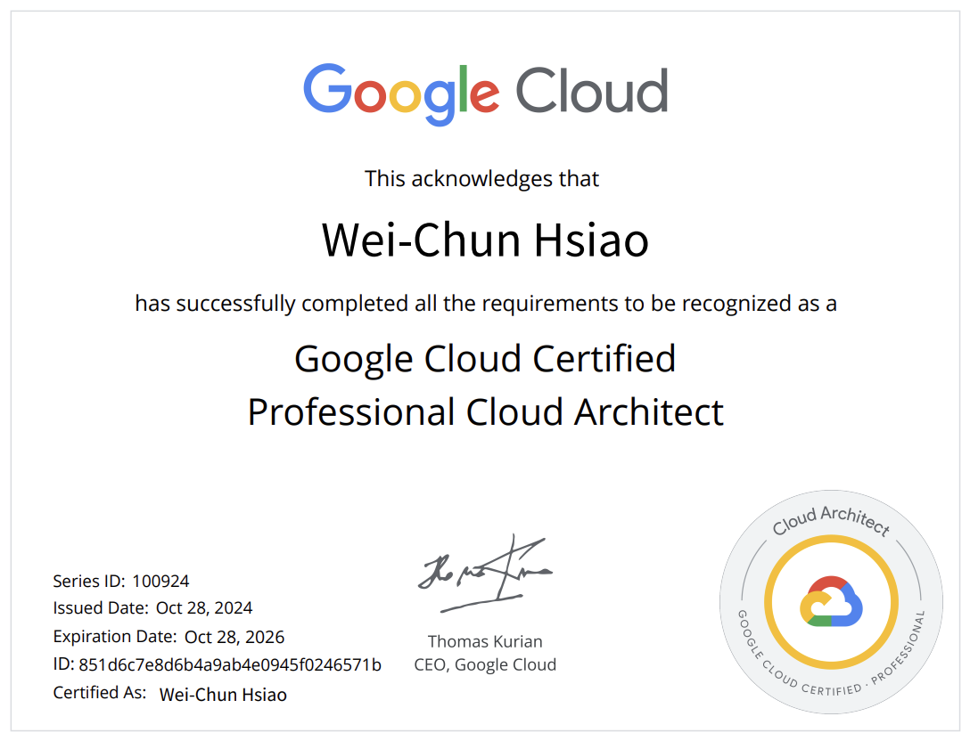 Google Cloud Professional Cloud Architect (PCA)